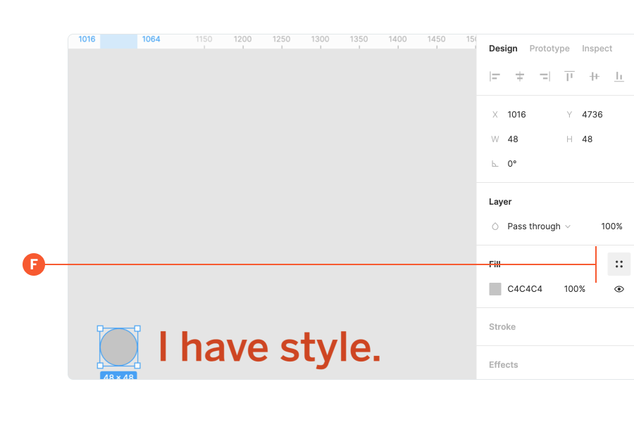 Figma interface showing how to select color styles